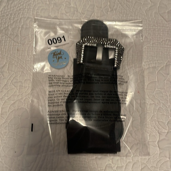 Black Rhinestone Statement Belt with Large Buckle - Picture 12 of 12